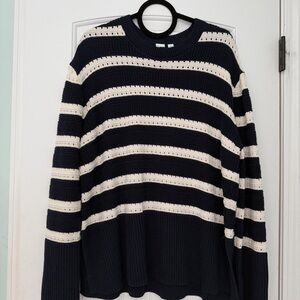 Navy and White Striped Sweater